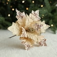 thumbnail image 2 of Gold Poinsettia Flower,Glitter Poinsettias Flowers,Artificial Poinsetti Christmas Decor,Glitter Poinsettia Christmas Ornaments, Christmas Tree Flower Decorations with Stems Diy Xmas Wreath Decor, 2 of 7