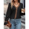 thumbnail image 4 of Blusa de manga larga con cuello en V y estampado de leopardo para mujer, otoño invierno 2023, vintage, 4 of 7