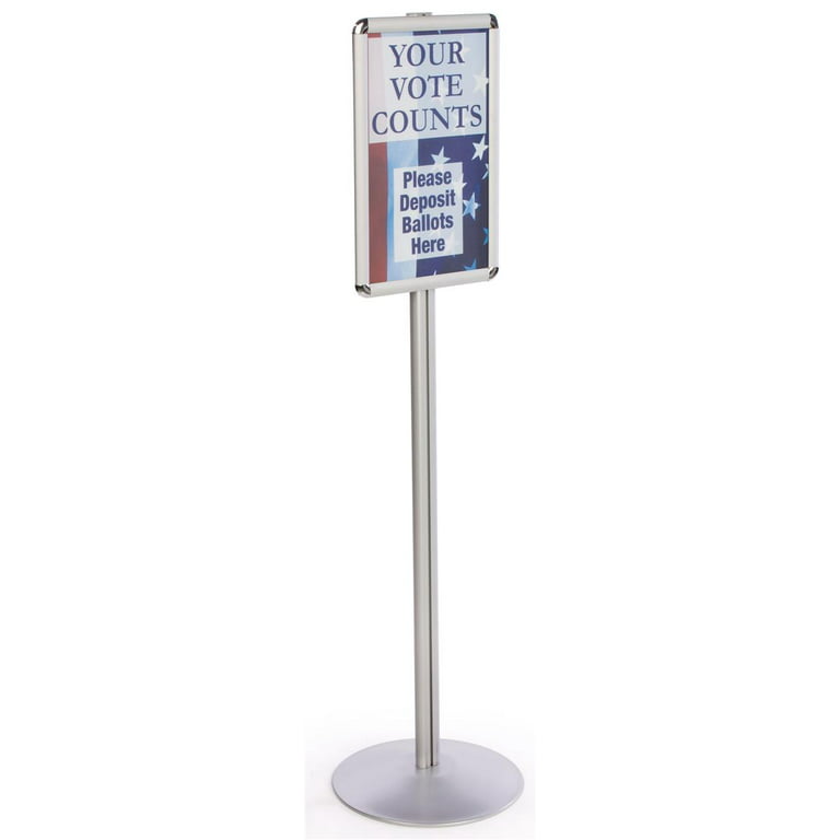 Poster Display Stands for 11” x 17” Images Silver Finished Aluminum Metal  Constructed Snap Frame Racks – Quick Clip Displays 54 Tall with Weighted  Bases (QCRND1117A) 