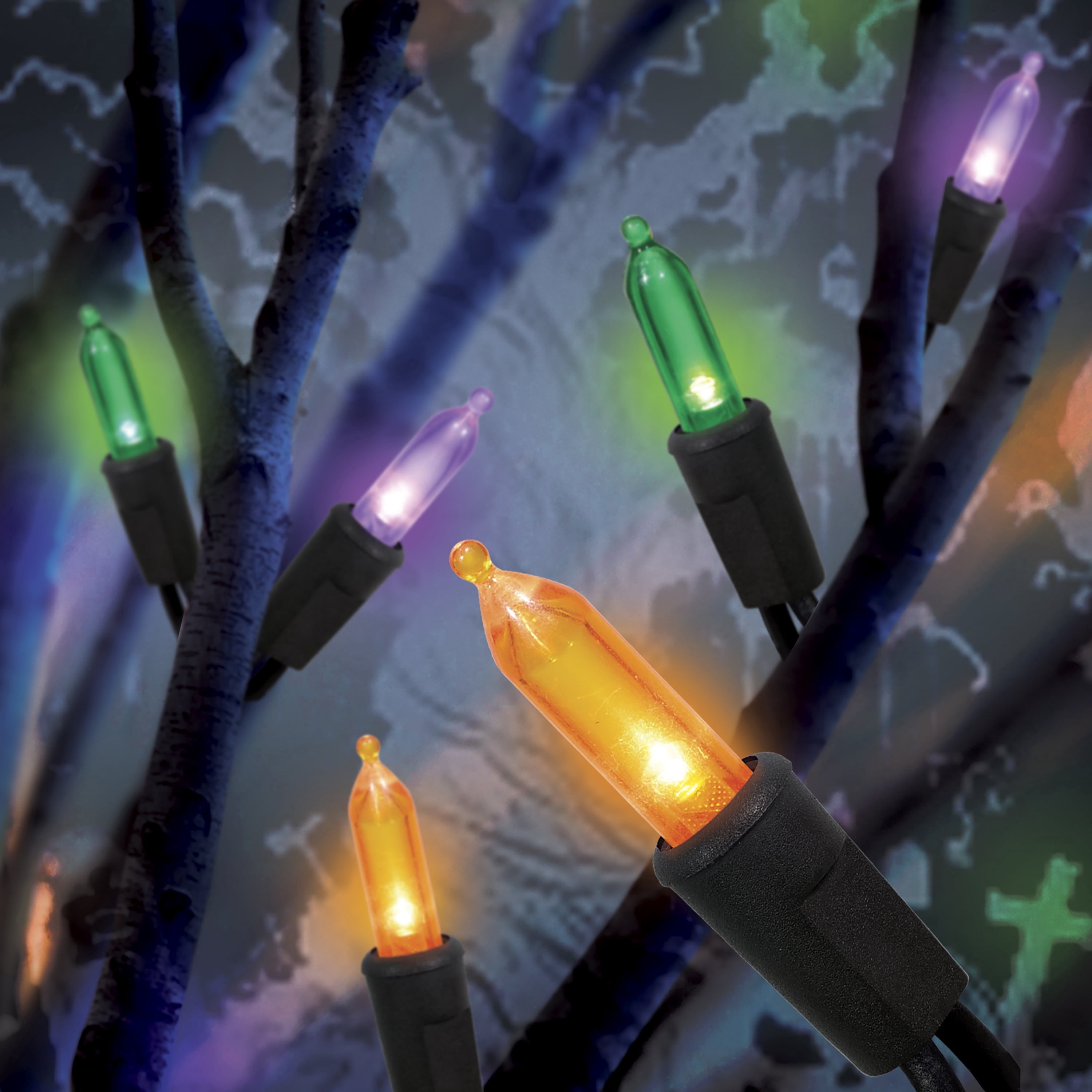 Indoor/Outdoor 100-Count LED Mini String Lights, Multicolor, 19.5', Halloween by Way To Celebrate