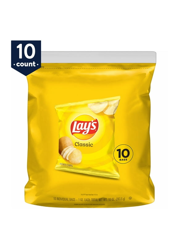 Lay's Classic Potato Chips, 1 oz Bags, 10 Count