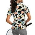 thumbnail image 2 of COEQINE Short Sleeve Golf Shirts for Women Workout Lightweight Golf Tops Daisy Floral and Cow Spot Print Moisture Wicking Polo Shirts Pullover 1/4 Zip Athletic Tops, XS, 2 of 7