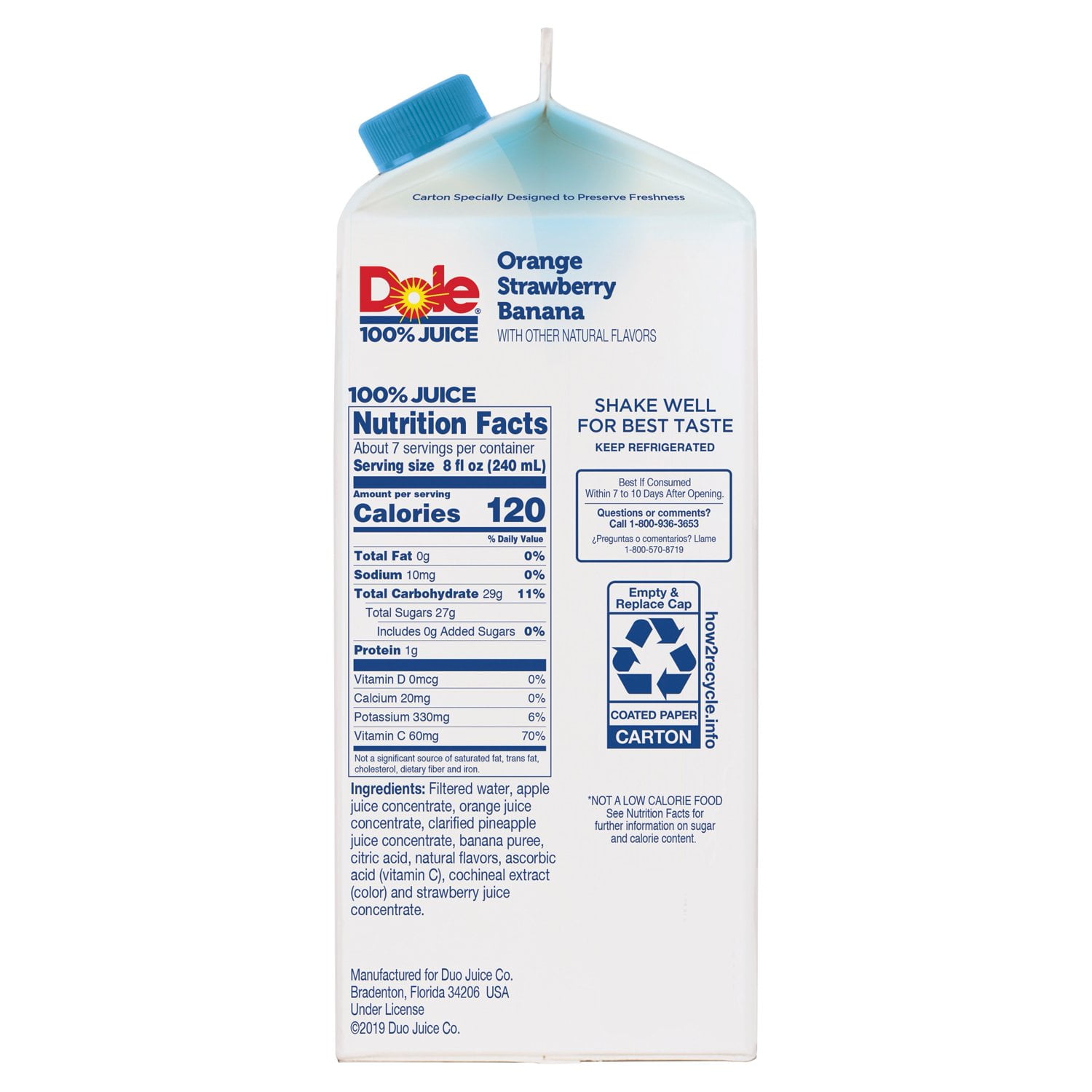 Dole orange 2025 strawberry banana juice