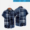 thumbnail image 1 of 2022 New Original Risk Free Wave Pattern 3D Printing Lapel Men's T-Shirt Top Hawaiian Beach Style, 1 of 5