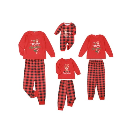 

SUNSIOM Christmas Pajamas for Family Xmas Pjs Matching Sleepwear Long Sleeve Tops and Pants Sets Nightwear