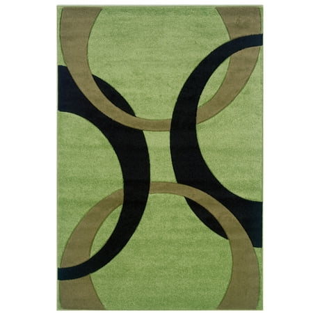 Corfu Power Loomed 1 10  x 2 10  Rug  Lime/Black You could spend all day flipping through a six-foot pile of traditional rugs at your local ruggery and still never come across an appealing  contemporary pattern like you ll get with the Linon Corfu Geometric Kids/Area Rug. No matter what color or size you choose  you get a plush rug that s power-loomed using 100% heat-set frieze yarn pile. An action backing gives it added stability  and while professional cleaning will always get you the best results  a bit of spot-cleaning now and then will let you take care of daily dirt and grime. Sizes offered in this rug: Following are all sizes for this rug. Please note that some may be currently unavailable due to inventory. Also please note that rug sizes may vary by up to 4 inches in dimensions listed. Dimensions: 1.83 x 2.83-ft rectangle 5 x 7.58-ft rectangle 8 x 10.25-ft rectangle