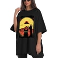 thumbnail image 4 of Plus Size Shirt for Women Black Tops for Women Short Sleeves Shirt for Women Retro Black Cat T Shirt Oversized Shirt for Women S, 4 of 5