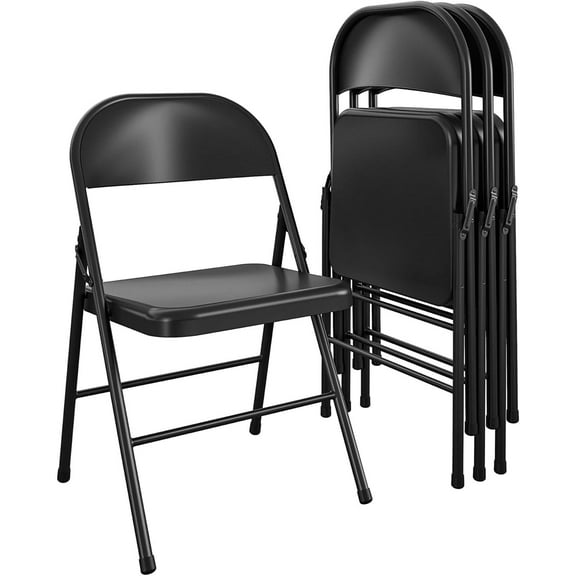 SSyao Steel Folding Chair (4 Pack), Black, Product Dimensions-18.3"D x 17.95"W x 30.43"H