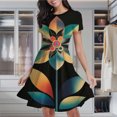 thumbnail image 2 of Abstract Floral Bloom Women's Classic Swing Skater Dress Casual Work Party Cocktail Dresses, 2 of 6