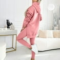 thumbnail image 4 of Womens 2 Piece Outfits Sweatsuits Sets Comfortable Oversized Long Sleeve Mid-Length Hoodie And Leggings Sweatshirt Jogger Sets Pink M, 4 of 7