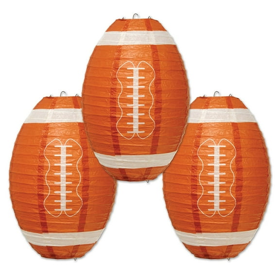 Party Central Club Pack of 18 Orange and White Gameday Football Paper Lantern Hanging Party Decors