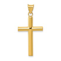 Diamond2Deal 14K Yellow Gold Polished Hollow Cross Pendant for Women (L- 1.03 inch, W- 0.67 inch)