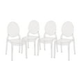 thumbnail image 2 of Emma + Oliver Set of 4 Multifunctional Transparent Polycarbonate Resin Stacking Accent Chair with Extra Wide Seat for Vanity, Dining Room, Bedroom & Outdoor Events, 2 of 13
