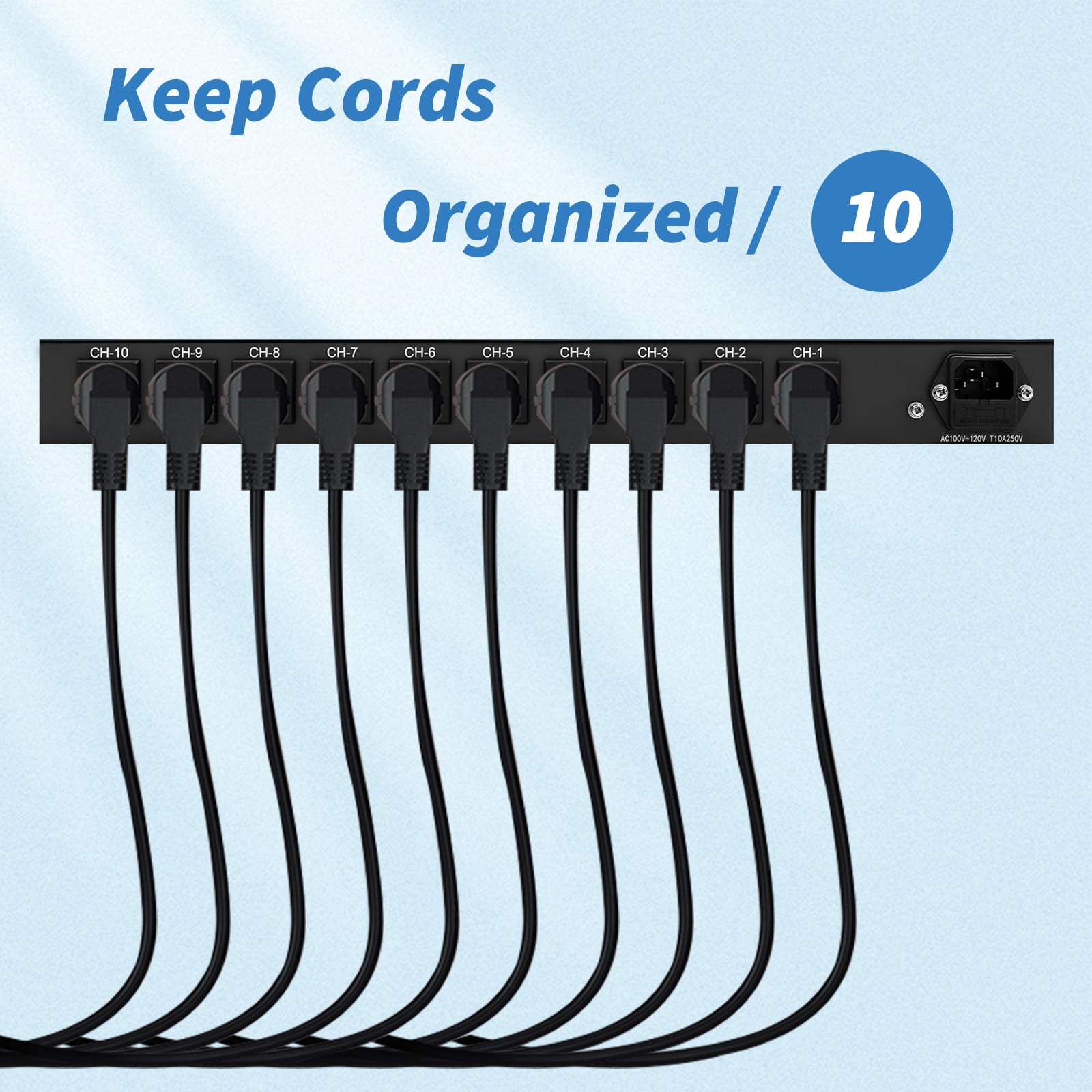 1U Rack Mount PDU Power Strip - Surge Protection AC 100V-240V-15A.for Network Server Racks, 6 Feet Heavy Power Cord