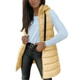 thumbnail image 7 of Long Puffer Vest Jackets Womens Hooded Mid-length Warm Lightweight Zip-up Cotton Puffy Down Coat Winter Outwear (S, Yellow A), 7 of 7