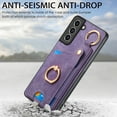 thumbnail image 6 of Allytech Wallet Case for Samsung Galaxy S21 FE, Support Car Mount, Luxury PU Leather Shockproof Anti-Fall 360° Finger Ring Stand Case with Magnetic Snap & Card Slots for Samsung Galaxy S21 FE - Purple, 6 of 8