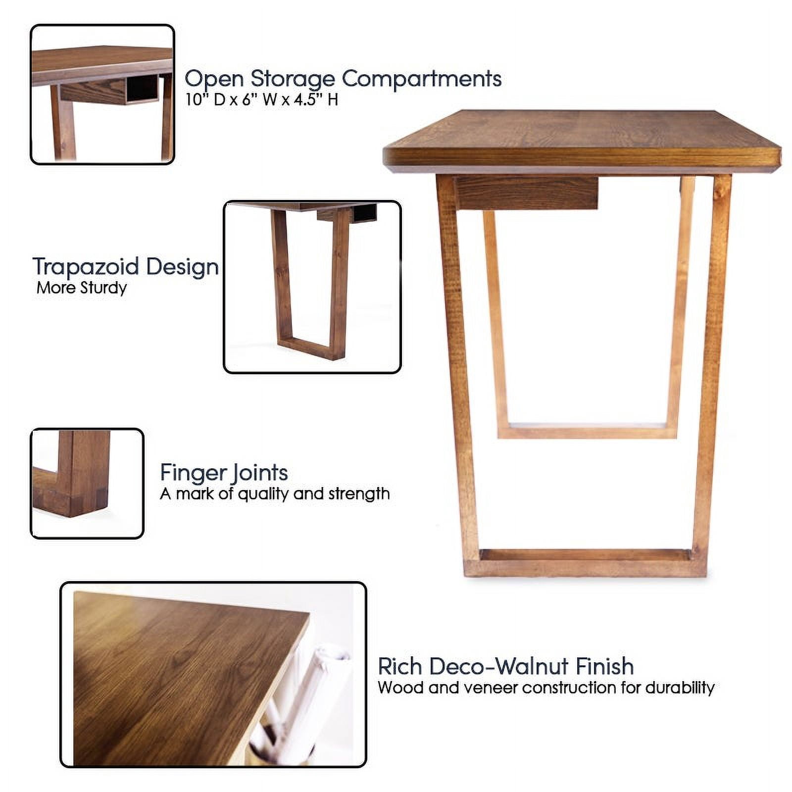 Posh Pollen Aiden Brown Wood Writing Desk with Storage, Deco-Walnut