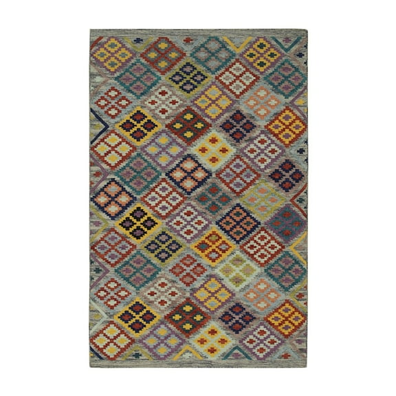 EORC Multicolored Handwoven Wool Contemporary Summer Weave Rug, 8' x 10'