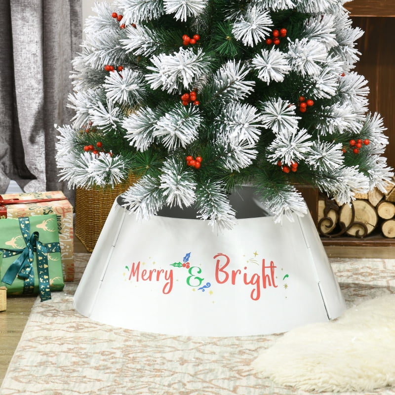 Alvantor Christmas Tree Skirt, Steel Ring Collar with Easy Assembly for Holiday Home 26"x26"x11" Cream White
