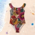 thumbnail image 3 of Girls Ruffled One Piece Swimsuit Summer Beach Vacation Swimwear Tank Swimsuit Flowers and Zebra Print, 3 of 8