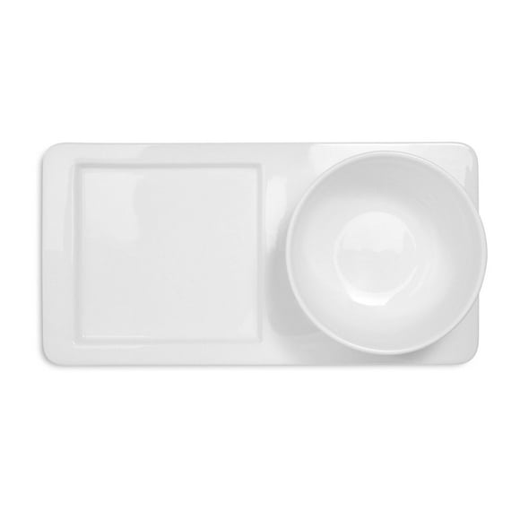 Sur La Table Soup And Sandwich Serving Set Plate Combo 21 Oz Soup Bowl And Plate White - Microwave And Dishwasher Safe