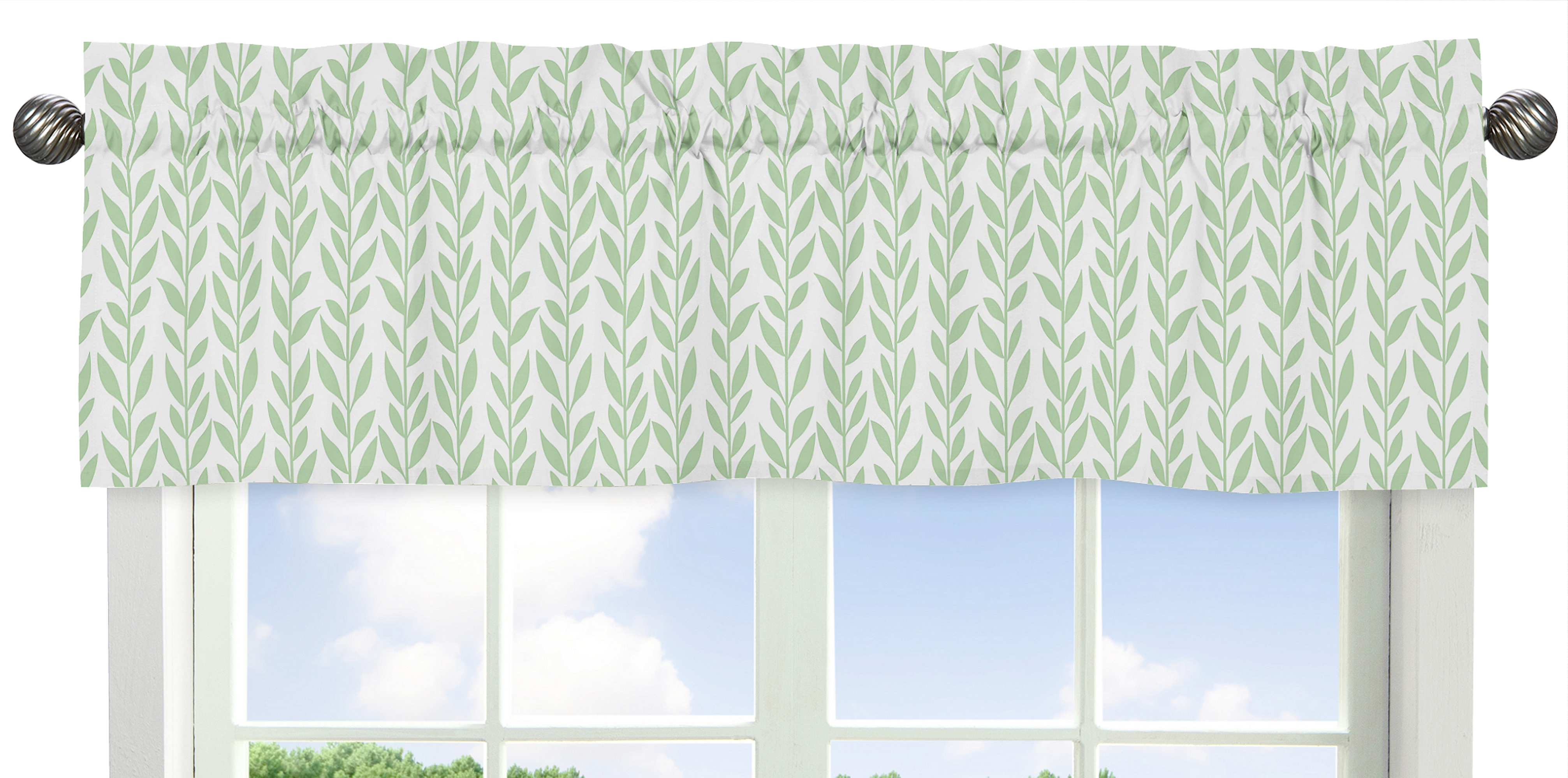 Sunflower Green Leaf Vine Print 54' Window Valance by Sweet Jojo Designs