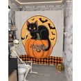 thumbnail image 5 of Pumpkin Black Cat Shower Curtain Set ，Waterproof Fabric Shower Curtains Moon Black Orange Plaid Halloween Shower Curtains for Bathroom,Bathroom Decor 60"x72", 5 of 6