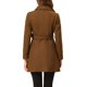 thumbnail image 3 of Abrigo largo elegante de invierno para mujer con cuello de solapa en marrón talla L, 3 of 7