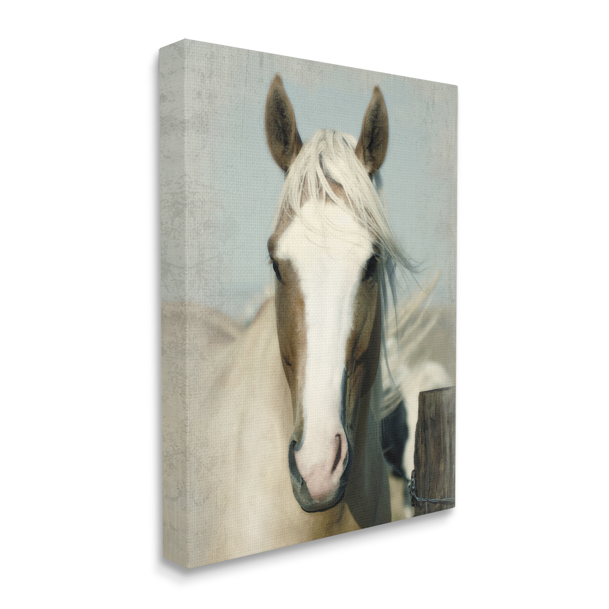 Stupell Industries Horse at Rustic Fence Animals & Insects Painting Gallery Wrapped Canvas Art Print Wall Art, 24 x 30