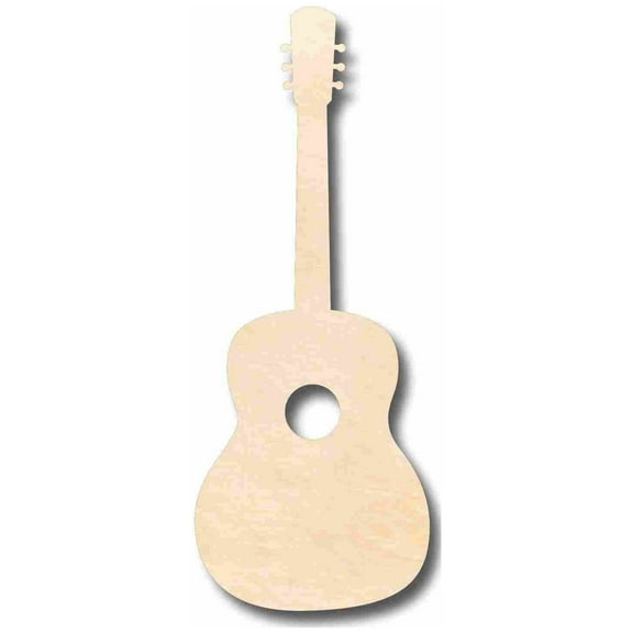 Unfinished Wood Acoustic Guitar Silhouette - Craft- up to 46" DIY 6" / 1/8"