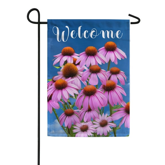 America Forever Pink Coneflower Summer Welcome Garden Flag 12.5 x 18 inches Pink Floral Spring Blossom Double Sided Seasonal Yard Outdoor Decorative Echinacea Daisy Garden Flag