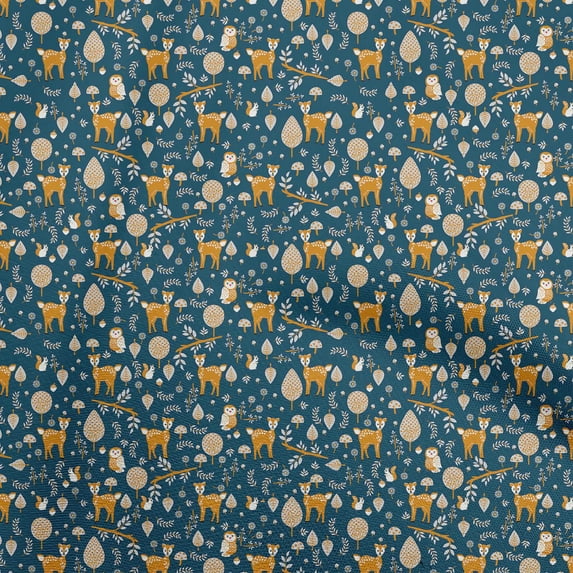 oneOone Cotton Cambric Teal Blue Fabric Animal Diy Clothing Quilting Fabric Print Fabric By Yard 56 Inch Wide