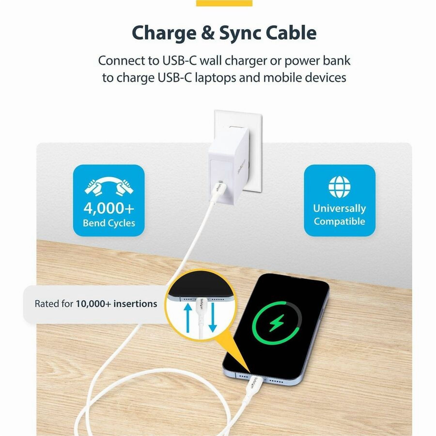 StarTech.com 6ft (2m) USB C Charging Cable Right Angle, 60W PD 3A, Heavy Duty Fast Charge USB-C Cable, Durable Rugged Aramid Fiber
