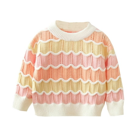 

Youmylove Little Boys Girls Sweater Pullover Cute Rainbow Stripe Coat For Autumn Fall Winter Child Dailywear