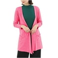 thumbnail image 2 of Antinious Cardigan Sweaters for Women Elastic Long Sleeve Open Front Solid Lightweight Knit Jacket Outerwear Coat,Women Winter Sweater Coat,Womens Trench Coat,Hot Pink,Free Size, 2 of 4