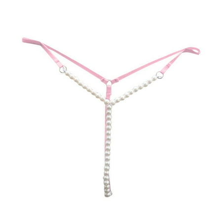 Women Sexy Panties Pink String Thong Pearl Thongs for Women Thong Lingerie Underwear One Size