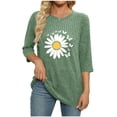 thumbnail image 4 of Womens Tops Plus Size 3/4 Sleeve Floral Print Round-neck Casual Fall Winter Blouses Shirts Top 1-Green S, 4 of 5
