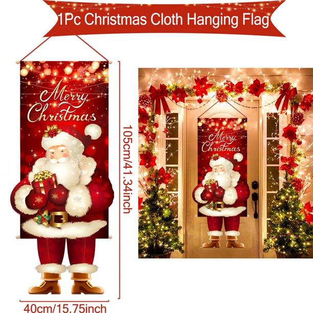 Bandera colgante de Navidad para puerta de porche, decoraciones navideñas para el hogar, adornos, regalos de Navidad, decoración de Año Nuevo, 2023, 2024