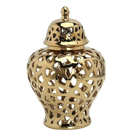 

Modern Traditional Pierced Ginger Jar Storage Ornaments Chinese Carved Lattice Home Decor Vase Ceramic Ginger Jar