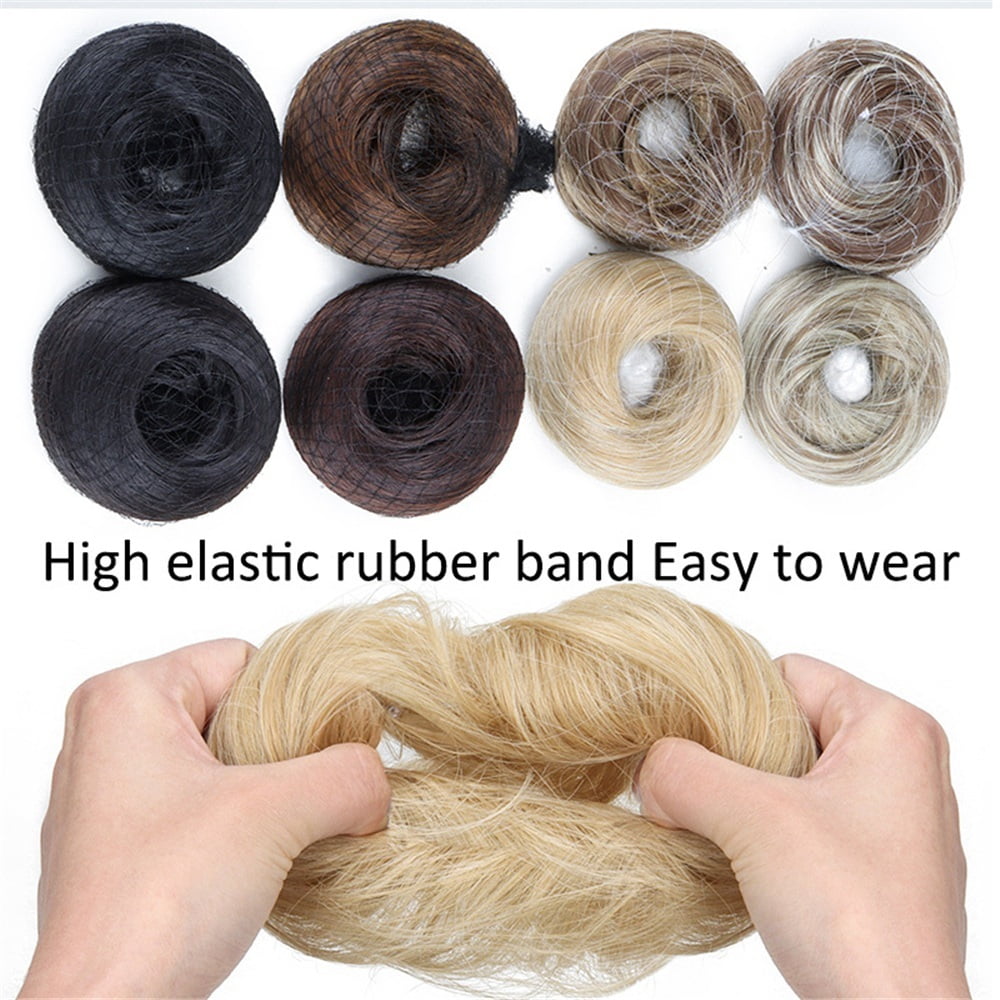 Messy Straight Hair Bun Synthetic Hair Scrunchy Elastic Hair Pieces for Women