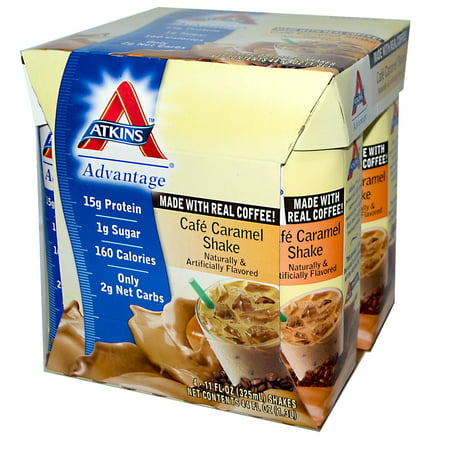 Atkins, Cafe Caramel Shake, 4 Shakes, 11 fl oz (325 ml) Each(pack of