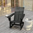 thumbnail image 4 of Flash Furniture Halifax Adirondack Rocking Chair with Cup Holder, Weather Resistant HDPE Adirondack Rocking Chair in Black, 4 of 12