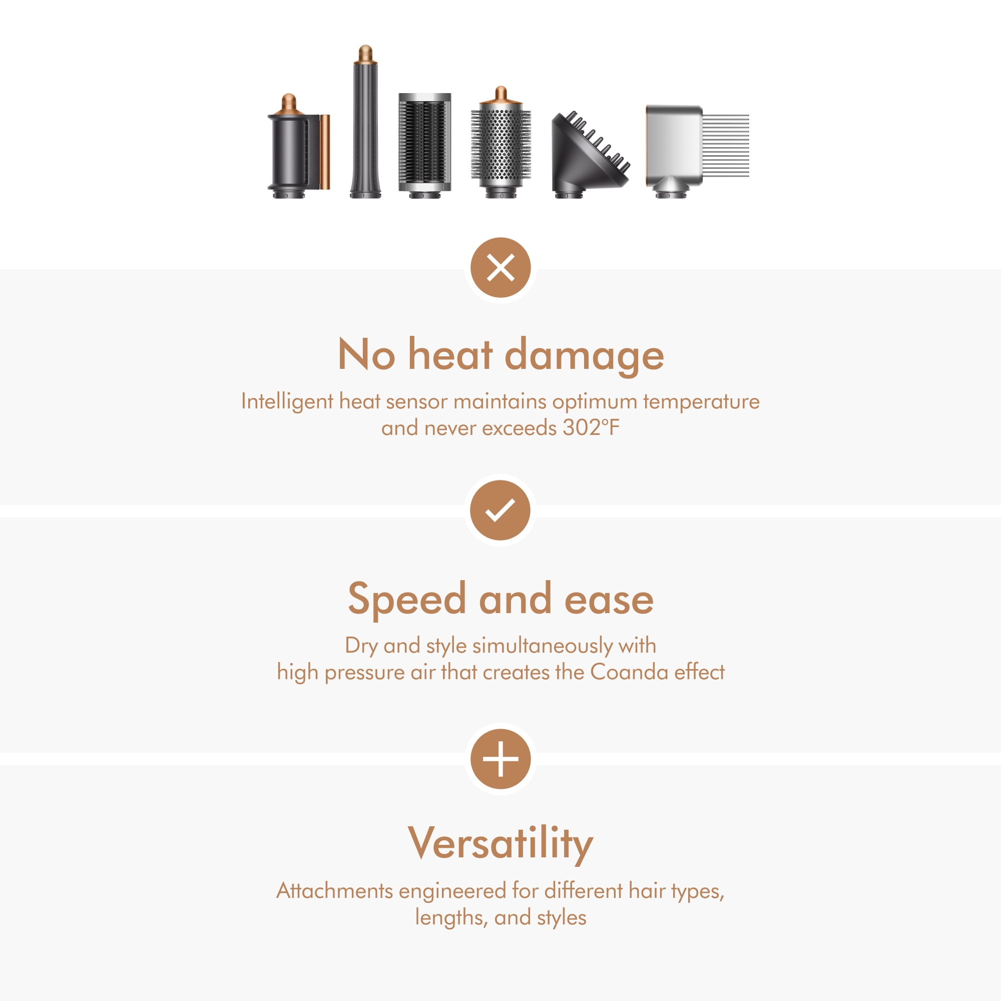 Restored Premium Dyson Airwrap™ Multi-styler Complete Long Diffuse for Curly and Coily hair | Nickel/Copper (Refurbished)