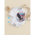 thumbnail image 3 of Argulvti Infant Baby 4th of July Romper Cotton Letter Eagle Print Round Neck Short Sleeve Leisure Bodysuit, 3 of 7