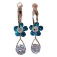 thumbnail image 4 of Pendientes de aro de cristal con flores a la moda, pendientes colgantes para mujer, joyería de boda, regalo 2022 JM, 4 of 5