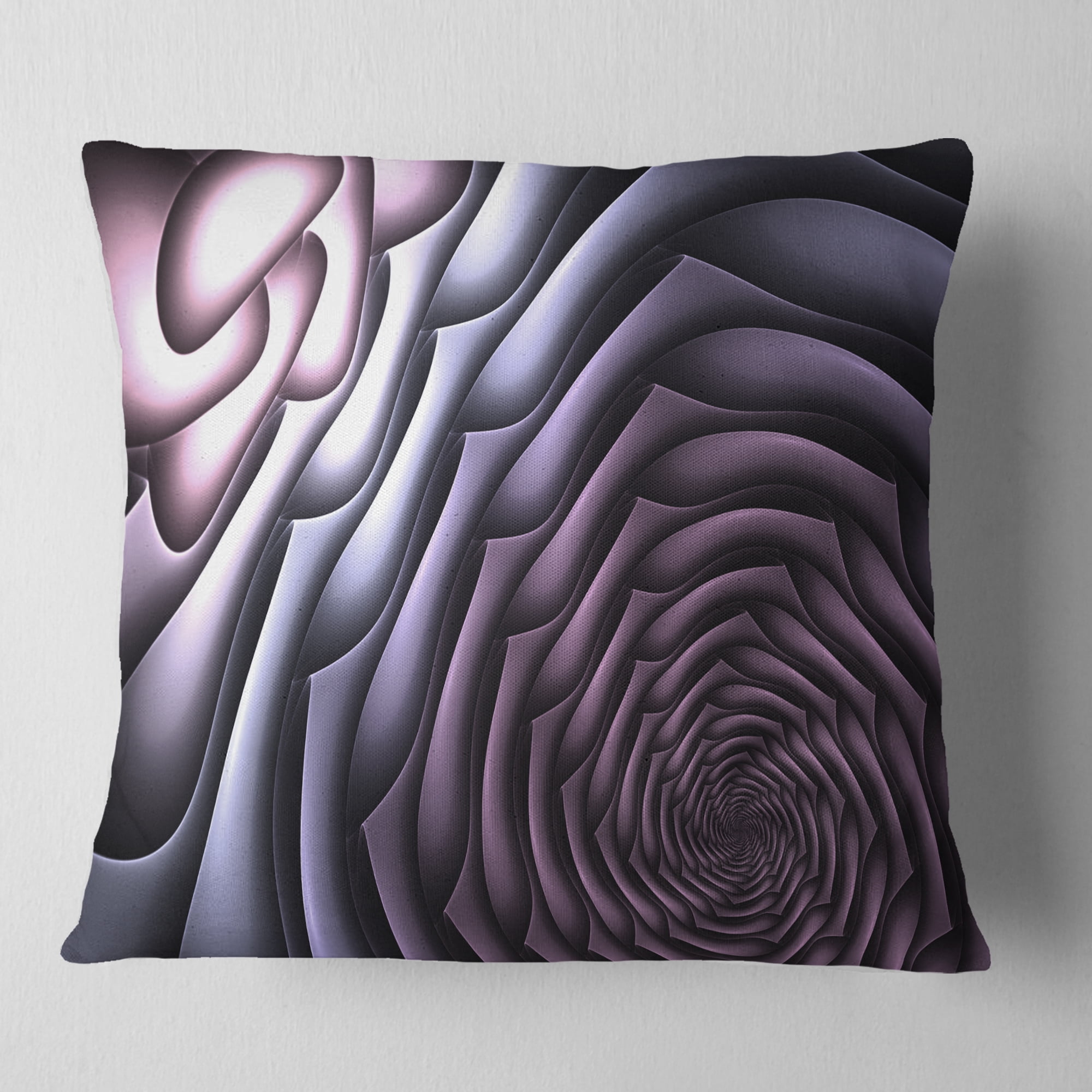 Designart Purple Flower Shaped Fractal Art - Abstract Throw Pillow - 16x16