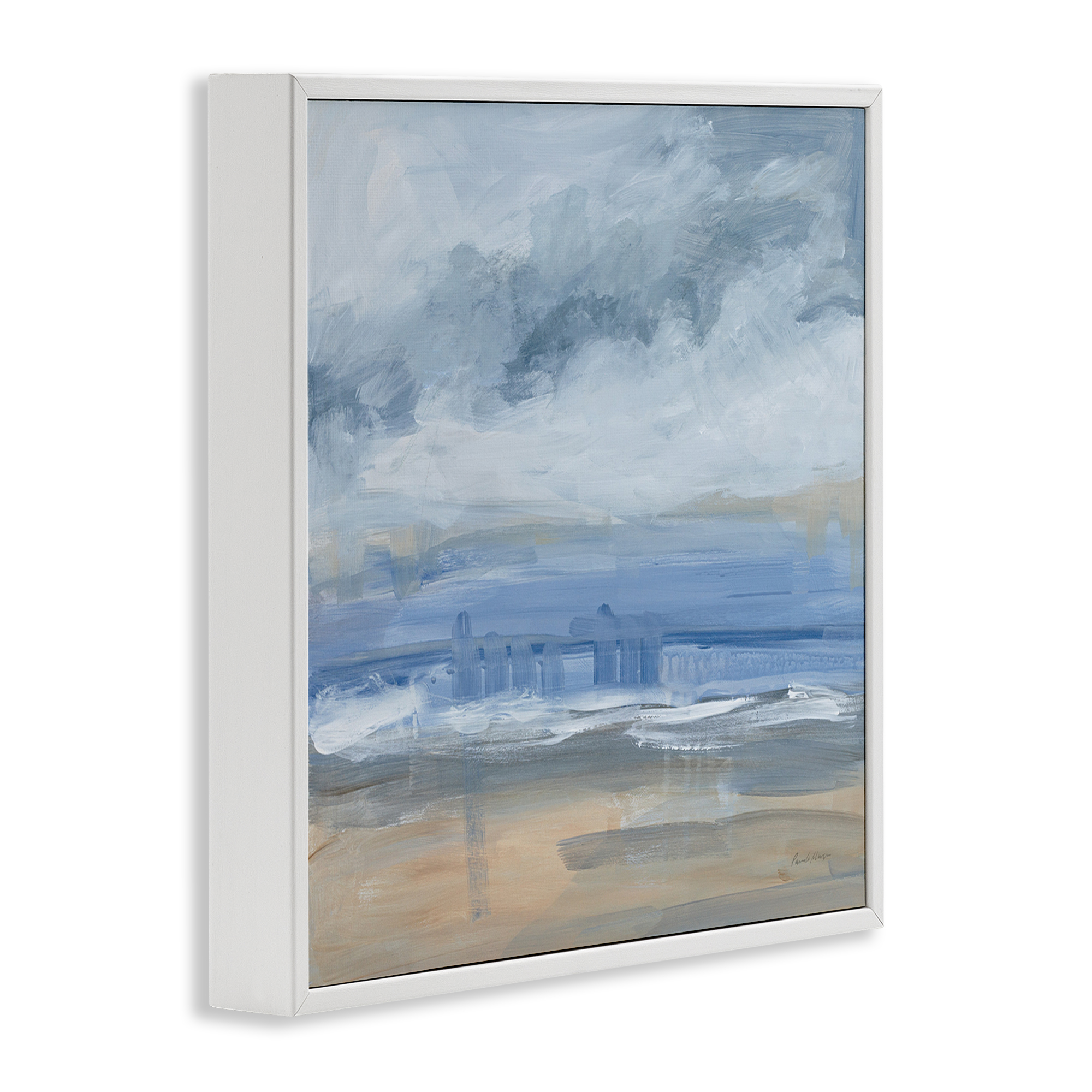 Stupell Industries Abstract Beach Scenery Coastal Painting White Framed Art Print Wall Art, 24 x 24