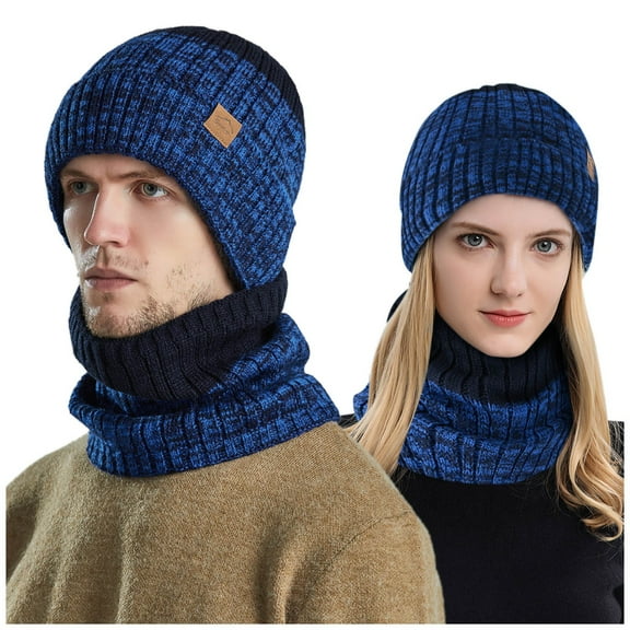 Hats for Women Winter Hats for Men Men's And Women's Winter Knitted Windproof Hood Scarf Coif Winter Knit Hat Warm Hats for Adult