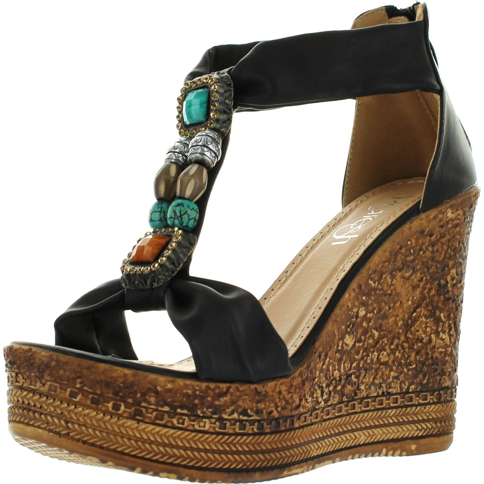 t strap cork wedge sandals
