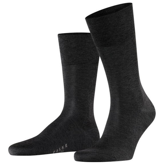 Falke Men's Socks - Tiago, Socks, Cotton, Logo, Long, Solid Color Dark Gray 47-48